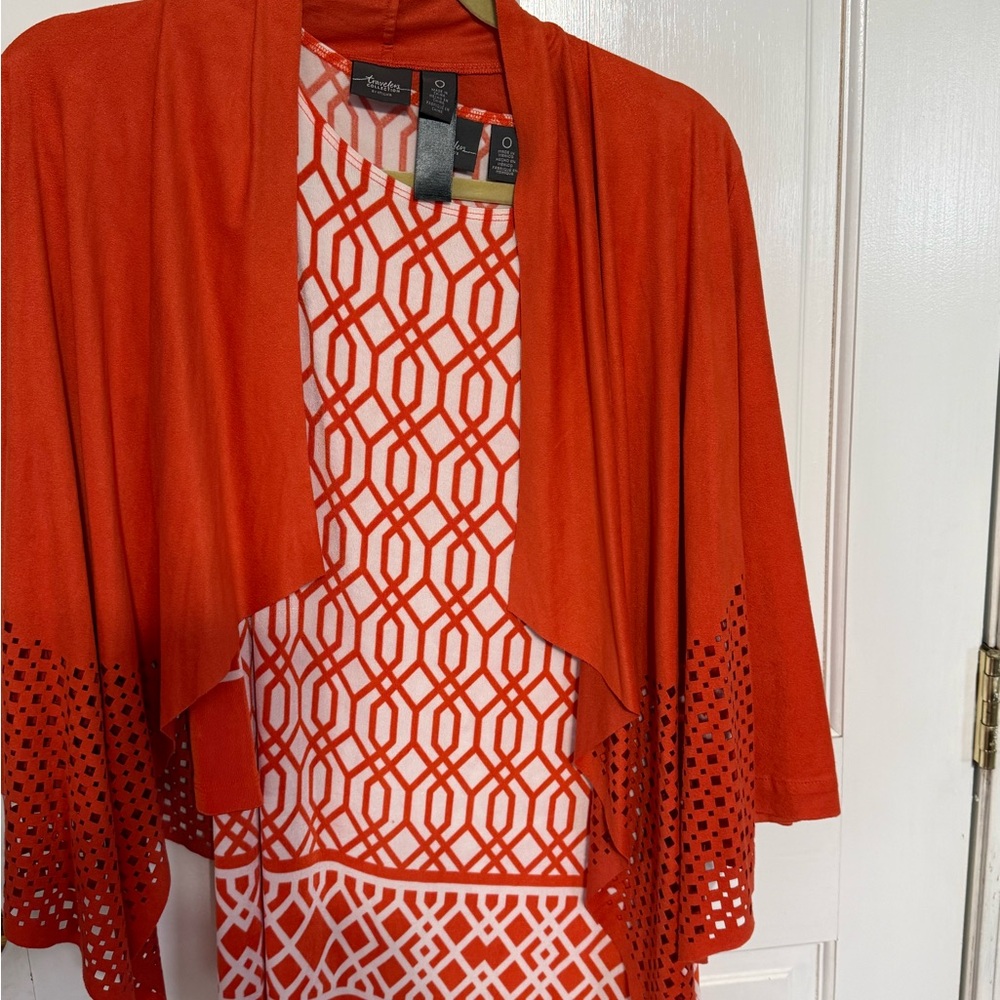 Chico's Bold Orange Patterned Blouse